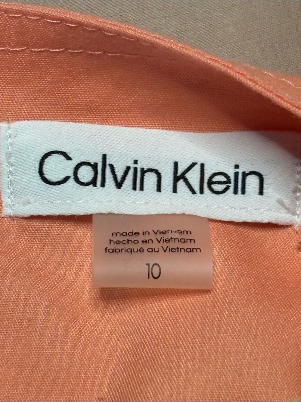 Calvin Klein Coral Sleeveless V-Neck Belted Flounce Dress - Picture 2 of 4